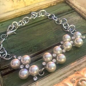 Faux pearl anklet